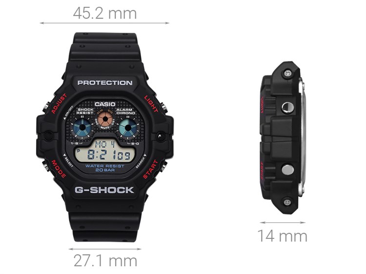 Đồng hồ G-SHOCK 45.2 mm Nam DW-5900-1DR Màu Đen