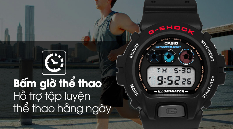 Đồng hồ Nam G-shock DW-6900-1VSDR trang bị tính năng bấm giờ thể thao Đồng hồ Nam G-shock DW-6900-1VSDR trang bị tính năng bấm giờ thể thao