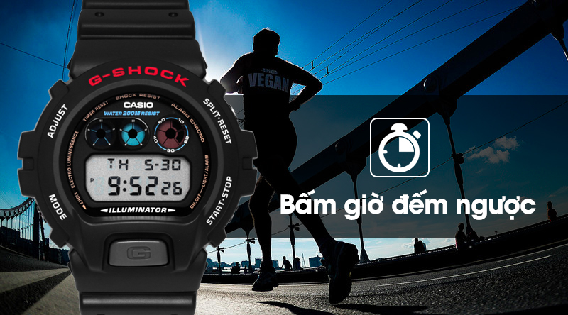 Đồng hồ Nam G-shock DW-6900-1VSDR có tính năng đồng hồ đếm ngược Đồng hồ Nam G-shock DW-6900-1VSDR có tính năng đồng hồ đếm ngược