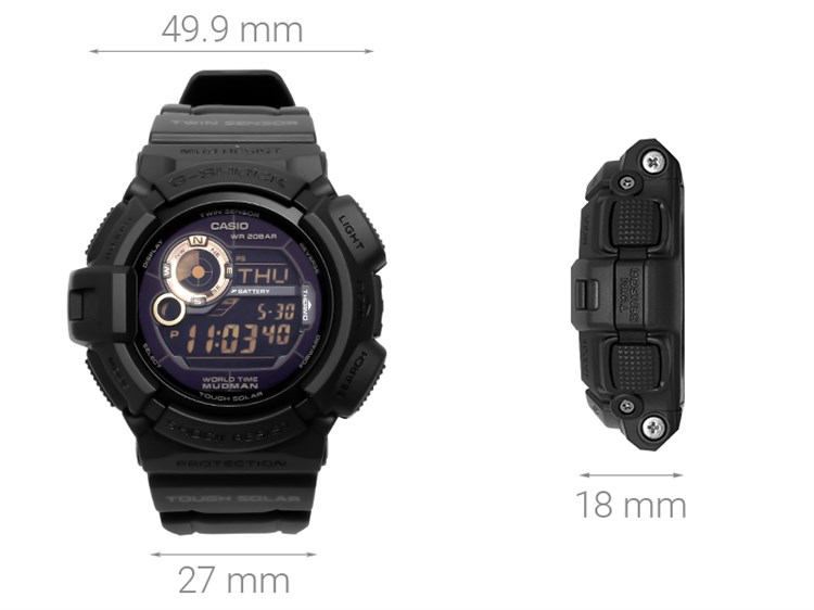 Đồng hồ G-SHOCK 49.9 mm Nam G-9300GB-1DR Màu Đen
