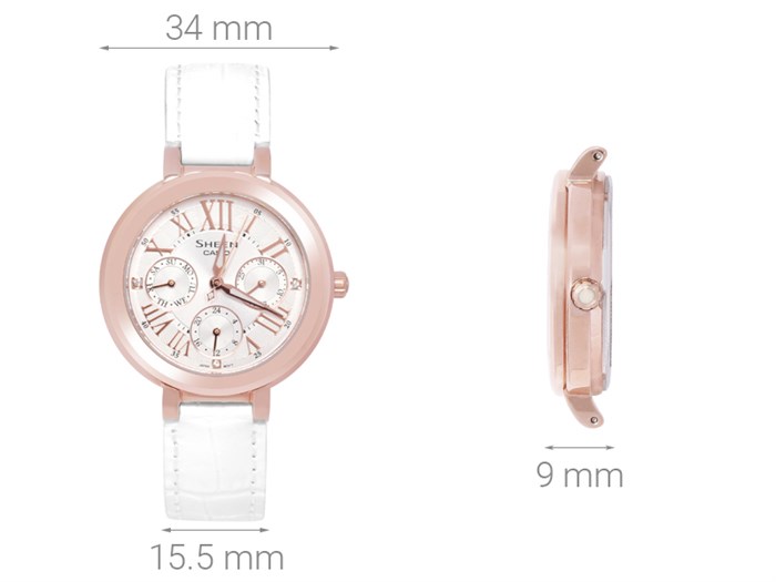 Đồng hồ SHEEN CASIO 34 mm Nữ SHE-3034GL-7AUDR Màu Trắng