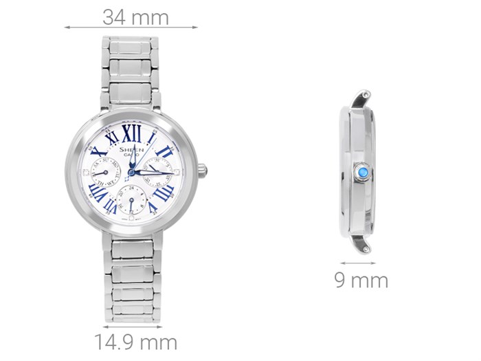 Đồng hồ SHEEN CASIO 34 mm Nữ SHE-3034D-7AUDR Màu Bạc