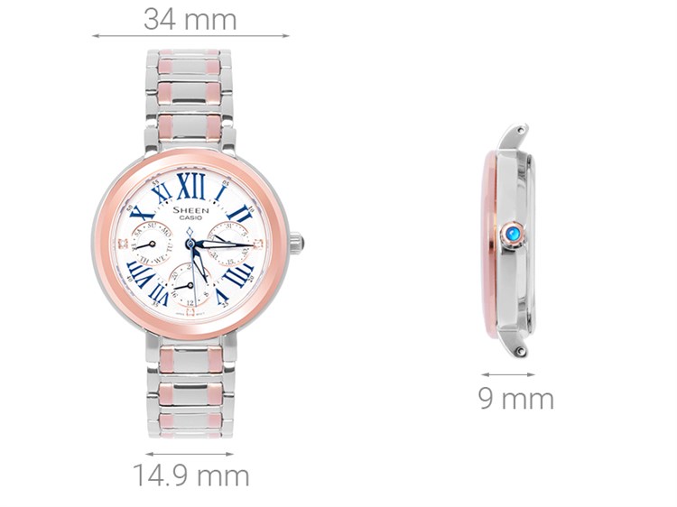 Đồng hồ SHEEN CASIO 34 mm Nữ SHE-3034SG-7AUDR Màu Vàng Hồng