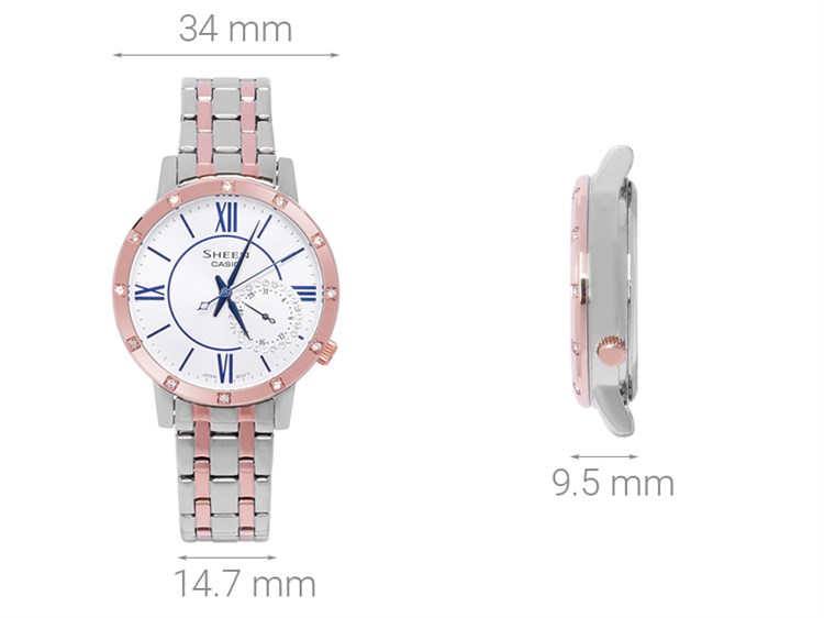 Đồng hồ SHEEN CASIO 34 mm Nữ SHE-3046SGP-7BUDF Màu Vàng Hồng