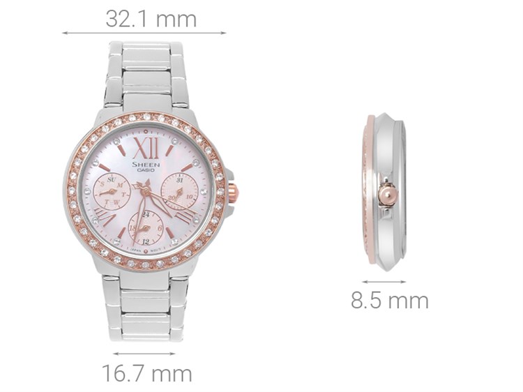 Đồng hồ SHEEN CASIO 32.1 mm Nữ SHE-3052SG-4AUDR Màu Bạc