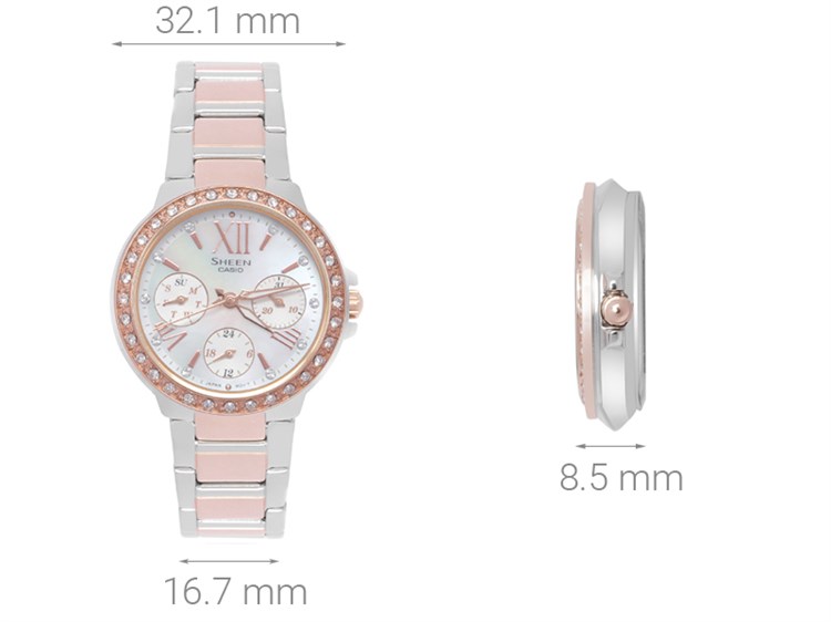 Đồng hồ SHEEN CASIO 32.1 mm Nữ SHE-3052SPG-7AUDR Màu Vàng Hồng