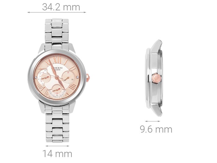 Đồng hồ SHEEN CASIO 34.2 mm Nữ SHE-3059D-9AUDR Màu Bạc