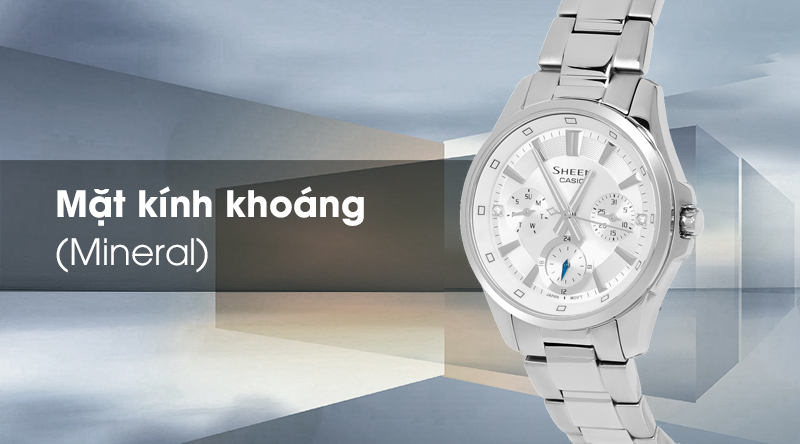 Đồng hồ Nữ Sheen Casio SHE-3060D-7AUDR với mặt kính chống trầy