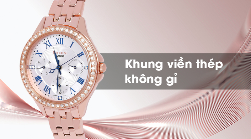 Đồng hồ Nữ Sheen Casio SHE-3062PG-7AUDF có khung viền thép không gỉ Đồng hồ Nữ Sheen Casio SHE-3062PG-7AUDF có khung viền thép không gỉ