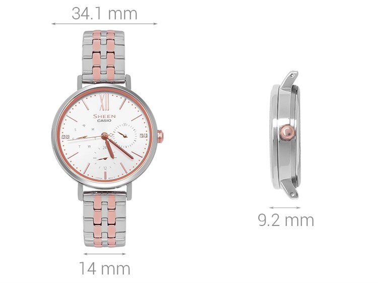 Đồng hồ SHEEN CASIO 34.1 mm Nữ SHE-3064SPG-7AUDF Màu Vàng Hồng