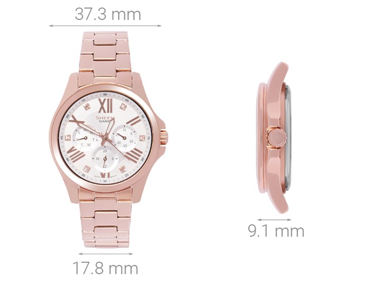 Đồng hồ SHEEN CASIO 37.3 mm Nữ SHE-3806PG-7AUDR Màu Vàng Hồng