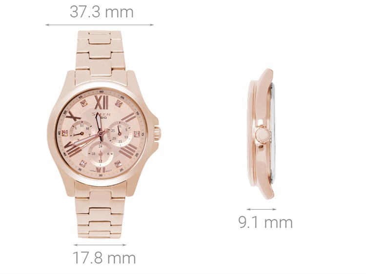 Đồng hồ SHEEN CASIO 37.3 mm Nữ SHE-3806PG-9AUDR Màu Vàng Hồng