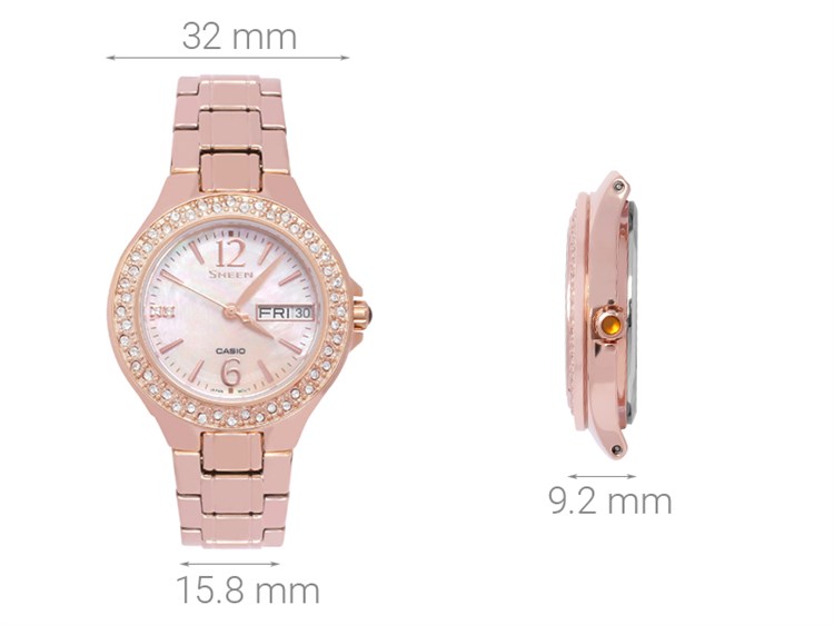 Đồng hồ SHEEN CASIO 32 mm Nữ SHE-4800PG-9AUDR Màu Vàng Hồng