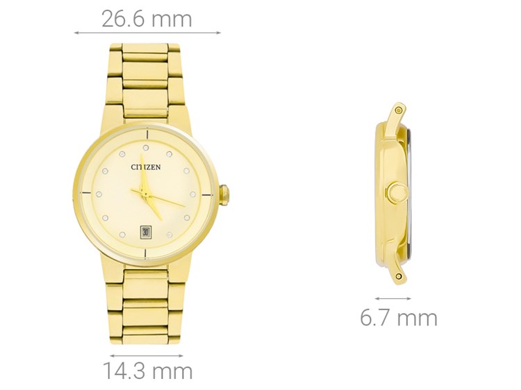 Đồng hồ CITIZEN 26.6 mm Nữ EU6012-58P Màu Vàng
