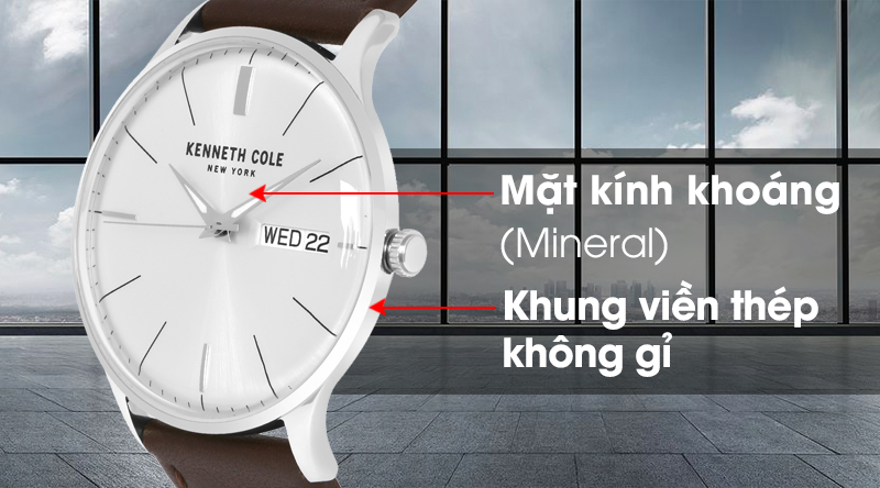Đồng hồ nam Kenneth Cole KC50589011 có mặt kính chịu lực tốt, khung viền cứng cáp Đồng hồ nam Kenneth Cole KC50589011 có mặt kính chịu lực tốt, khung viền cứng cáp