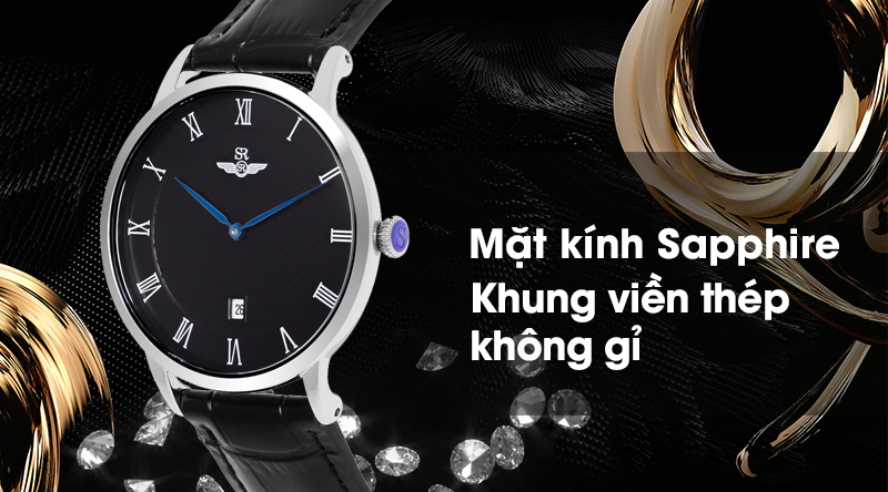 Đồng hồ nam SR Watch SG1082.4101 có mặt kính chống trầy xước tốt, khung viền cứng cáp Đồng hồ nam SR Watch SG1082.4101 có mặt kính chống trầy xước tốt, khung viền cứng cáp