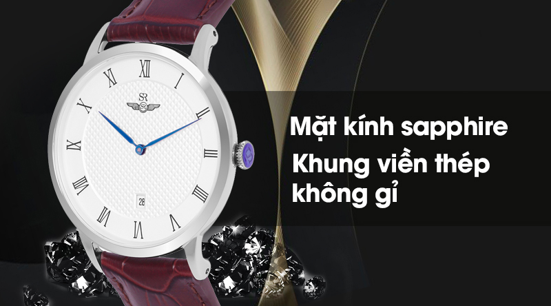 Đồng hồ nam SR Watch SG1082.4102 có mặt kính cứng cáp, khung viền chắc chắn Đồng hồ nam SR Watch SG1082.4102 có mặt kính cứng cáp, khung viền chắc chắn
