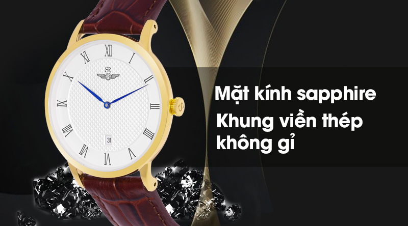 Đồng hồ nam SR Watch SG1082.4602 có mặt kính chống trầy xước tốt, khung viền cứng cáp Đồng hồ nam SR Watch SG1082.4602 có mặt kính chống trầy xước tốt, khung viền cứng cáp