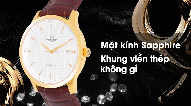 Đồng hồ nam SR Watch SG5751.4602 có mặt kính cao cấp, khung viền chống oxi hóa