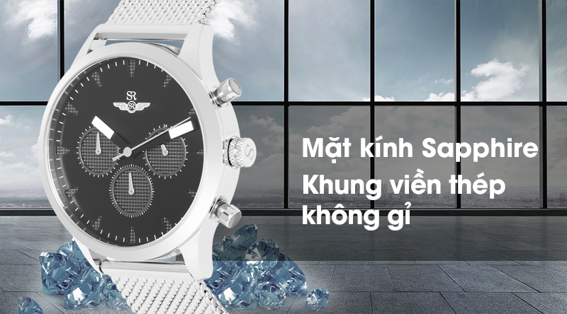 Đồng hồ nam SR Watch SG5561.1101 có mặt kính chống trầy xước tốt, khung viền chống ăn mòn Đồng hồ nam SR Watch SG5561.1101 có mặt kính chống trầy xước tốt, khung viền chống ăn mòn