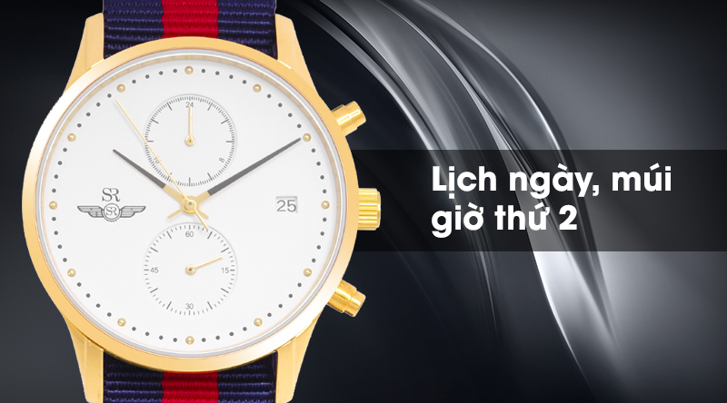 Đồng hồ nam SR Watch SG5881.4602 có lịch ngày, múi giờ thứ 2 tiện dụng