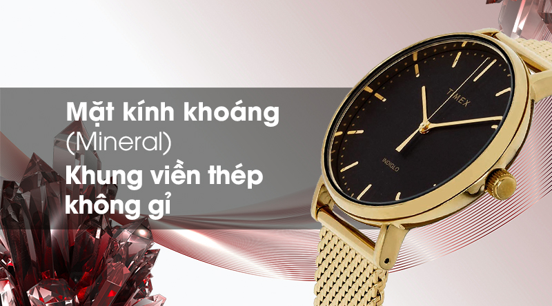 Đồng hồ Unisex Timex TW2T37300 có mặt kính trong suốt, khung viền bằng thép chống gỉ