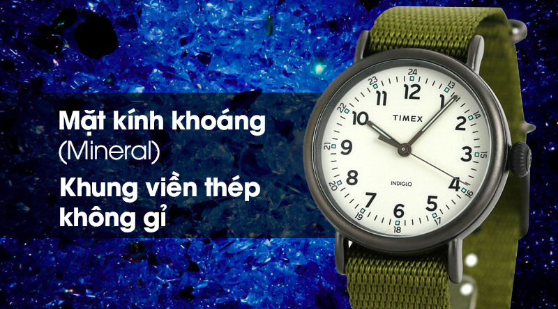 Đồng hồ nam Timex TW2T20300 sở hữu mặt kính trong suốt, khung viền bằng thép chống gỉ