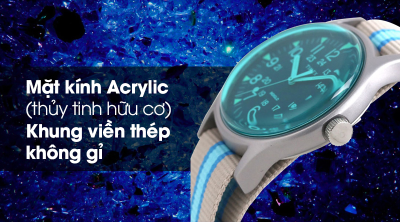 Đồng hồ nam Timex TW2T25300 có mặt kính cứng cáp, khung viền thép chống ăn mòn