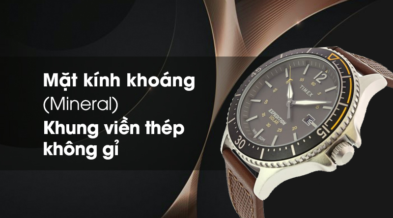 Đồng hồ nam Timex TW4B15100 có mặt kính trong suốt, khung viền bằng thép chống gỉ