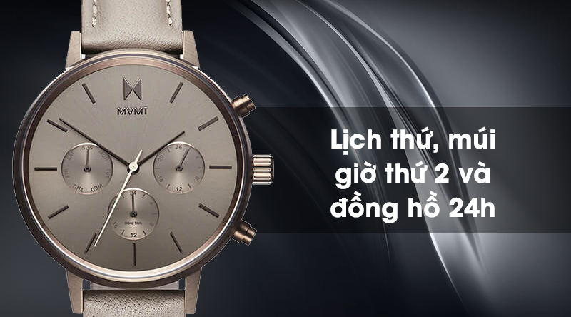 Đồng hồ nữ MVMT D-FC01-TITA có lịch thứ, múi giờ thứ 2 và đồng hồ 24h hữu ích Đồng hồ nữ MVMT D-FC01-TITA có lịch thứ, múi giờ thứ 2 và đồng hồ 24h hữu ích