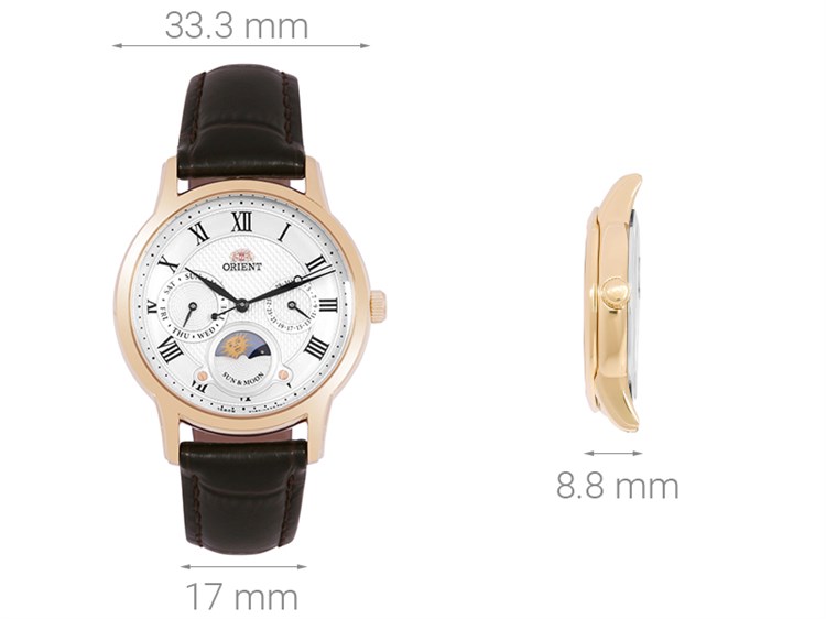 Đồng hồ ORIENT Sun & Moon 33.3 mm Nữ RA-KA0003S00B Màu Nâu