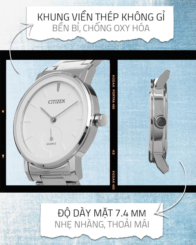 Đồng hồ nữ Citizen EQ9060-53A có khung viền thép không gỉ chắc chắn Đồng hồ nữ Citizen EQ9060-53A có khung viền thép không gỉ chắc chắn