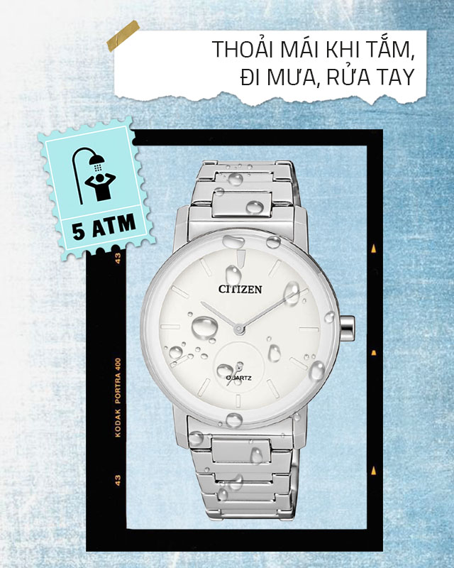Đồng hồ nữ Citizen EQ9060-53A có độ chống nước 5 ATM Đồng hồ nữ Citizen EQ9060-53A có độ chống nước 5 ATM