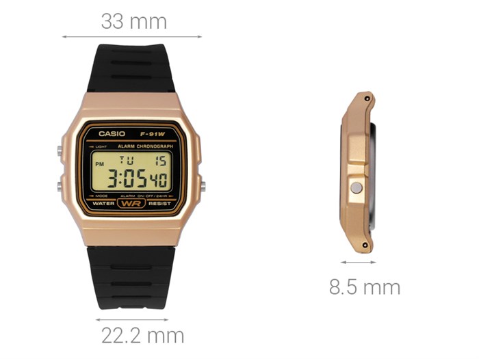 Đồng hồ CASIO 33 mm Nam F-91WM-9ADF Màu Đen