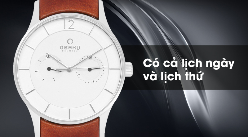 Đồng hồ nam Obaku V175GMCIRN có lịch ngày và lịch thứ tiện lợi