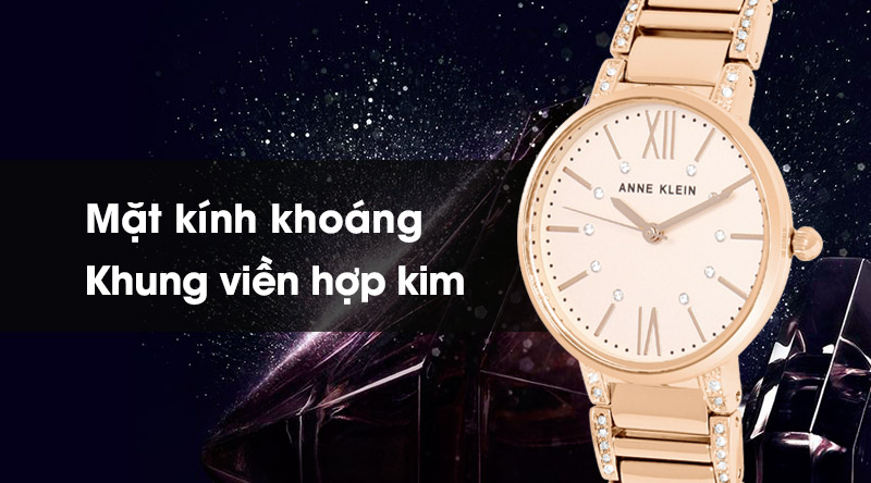 Đồng hồ nữ Anne Klein AK/3200RGRG có mặt kính chịu lực tốt, khung viền cứng cáp Đồng hồ nữ Anne Klein AK/3200RGRG có mặt kính chịu lực tốt, khung viền cứng cáp
