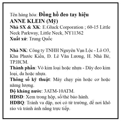 Đồng hồ Nữ Anne Klein AK/2980CHRU Màu Nâu