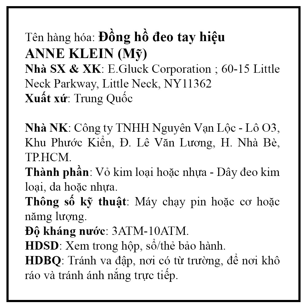 Đồng hồ Nữ Anne Klein AK/2980CHRU Màu Nâu
