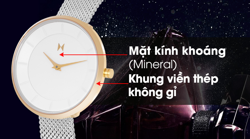 Đồng hồ nữ MVMT D-FB01-SG có mặt kính trong suốt, khung viền cứng cáp Đồng hồ nữ MVMT D-FB01-SG có mặt kính trong suốt, khung viền cứng cáp