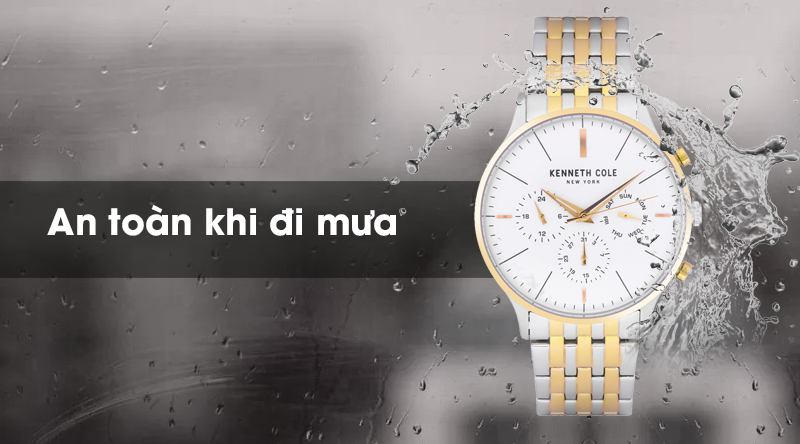 Đồng hồ nam Kenneth Cole KC50586003 an toàn khi đi mưa