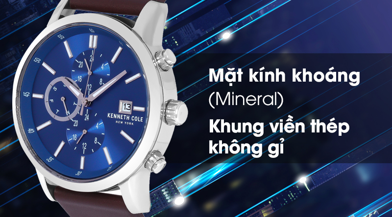 Đồng hồ nam Kenneth Cole KC50052001 có mặt kính bền bỉ, khung viền cứng cáp Đồng hồ nam Kenneth Cole KC50052001 có mặt kính bền bỉ, khung viền cứng cáp