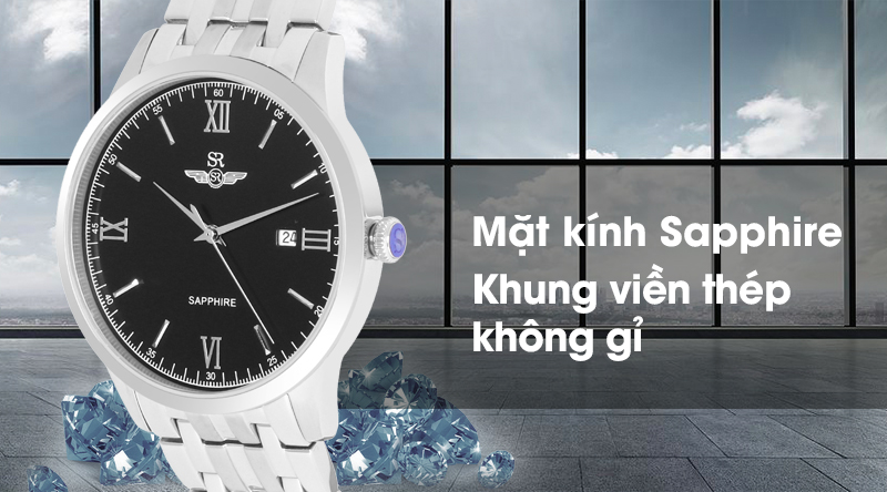 Đồng hồ nam SR Watch SG9002.1101 có mặt kính bền chắc, khung viền chống ăn mòn Đồng hồ nam SR Watch SG9002.1101 có mặt kính bền chắc, khung viền chống ăn mòn