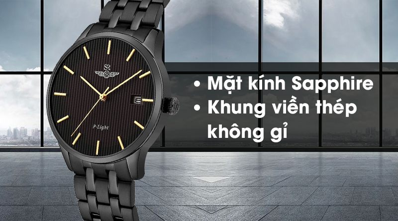 Đồng hồ nam SR Watch SG10051.1601PL có mặt kính Sapphire, khung viền thép không gỉ