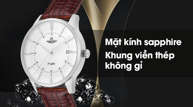 Đồng hồ nam SR Watch SG10060.4102PL có mặt kính cao cấp, khung viền chắc chắn