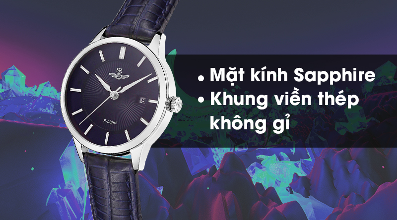 Đồng hồ nữ SR Watch SL10060.4103PL có mặt kính Sapphire, khung viền bằng thép không gỉ