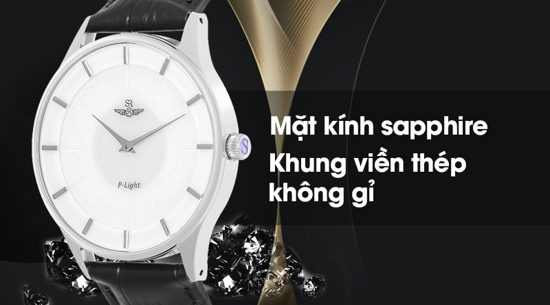 Đồng hồ nam SR Watch SG10070.4102PL được tích hợp mặt kính có độ cứng cao, khung viền chống oxi hóa