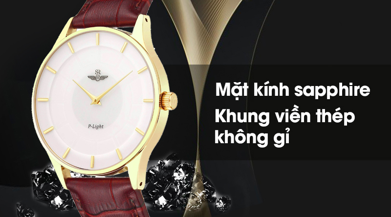 Đồng hồ nam SR Watch SG10070.4602PL có mặt kính chắc chắn, khung viền chống oxi hóa