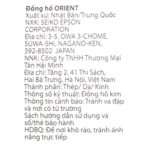 Đồng hồ Nam Orient FEM7J003B9 - Cơ tự động Màu Bạc