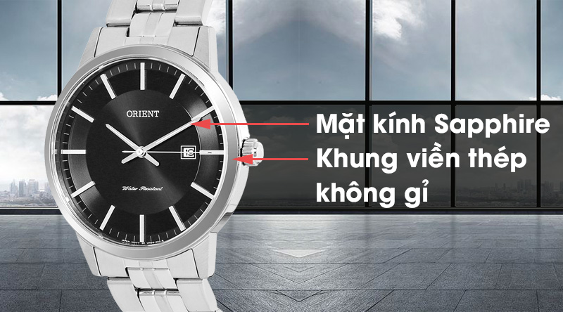 Đồng hồ nam Orient FUNG8003B0 có mặt kính cao cấp, khung viền chịu lực tốt