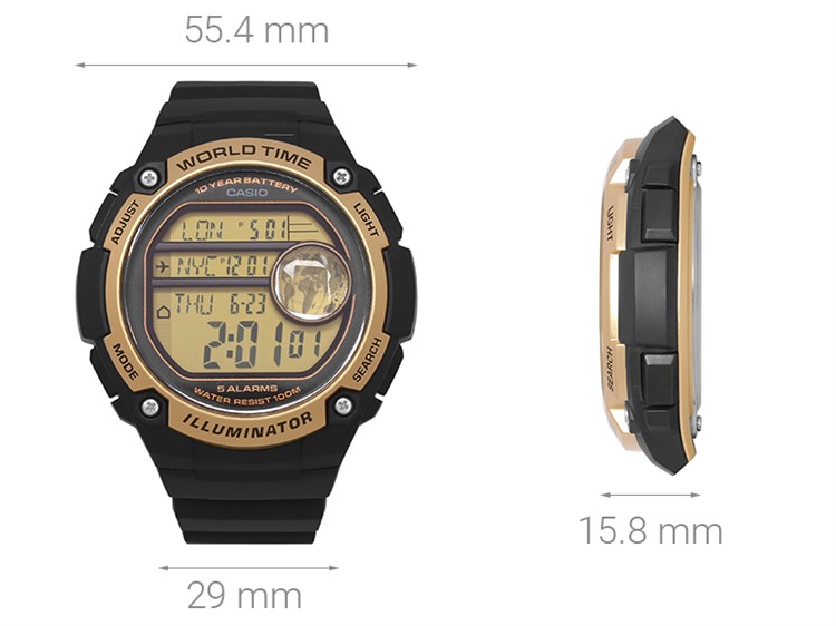 Đồng hồ CASIO 55.4 mm Nam AE-3000W-9AVDF Màu Đen